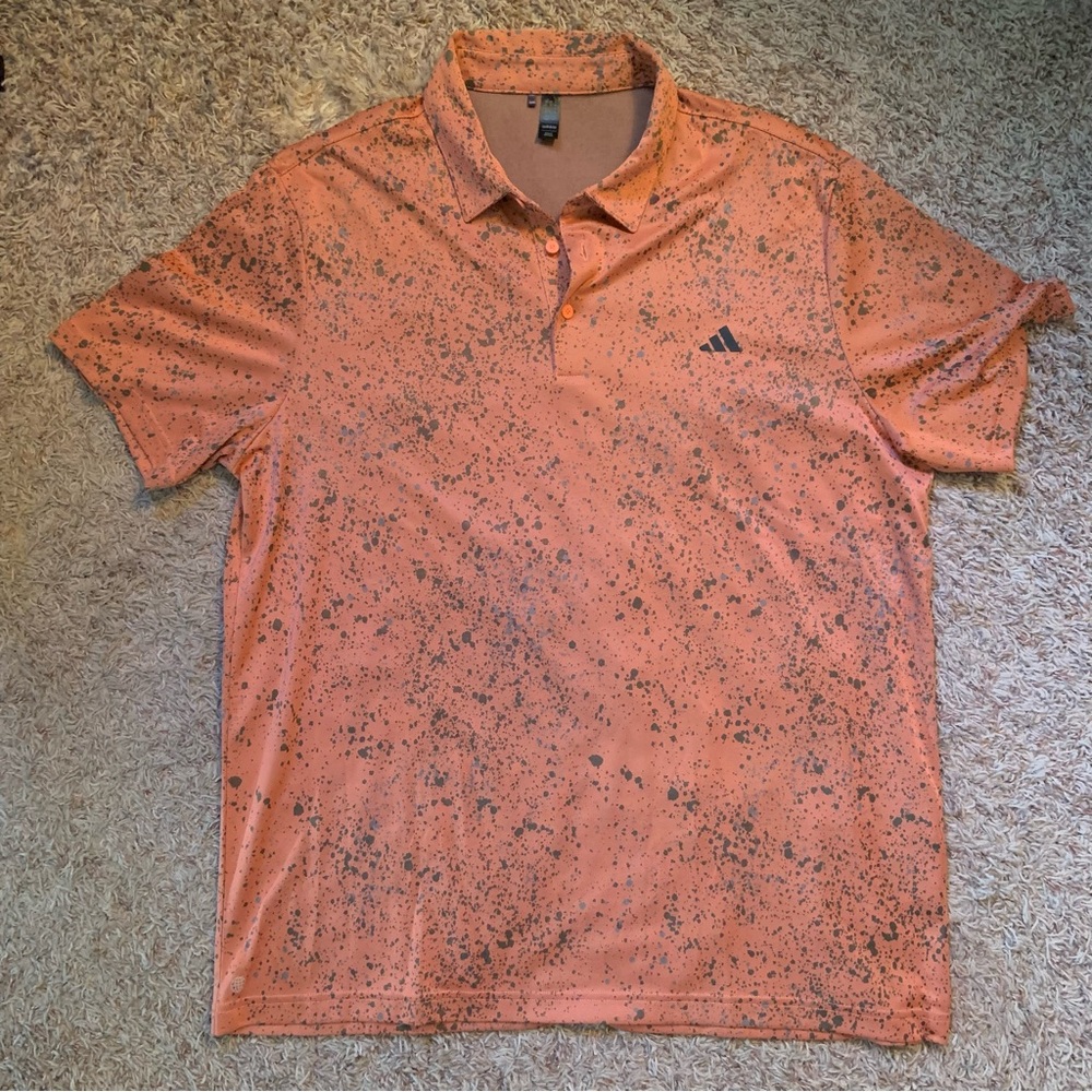 Adidas Men’s Speckled Orange and Brown Polo